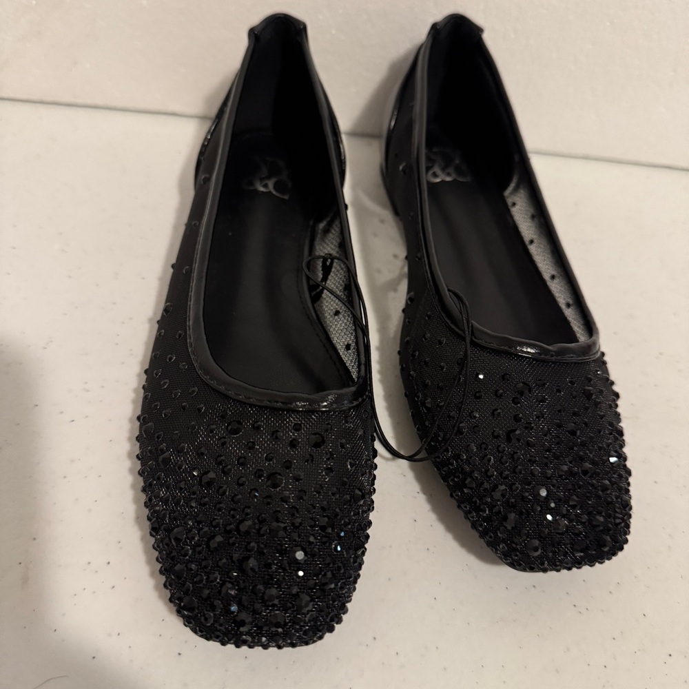 NY&C Women’s Size 5.5 Black Ballet Flats with Rhinestones NYC-W24-109 Casual